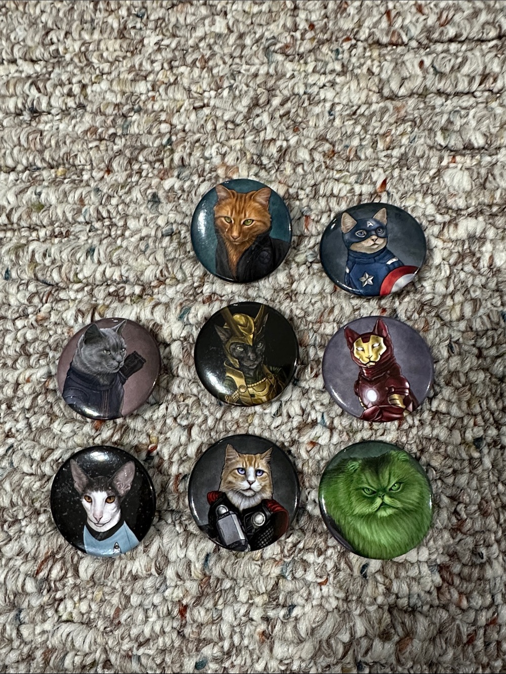 ComiCon Cat Superhero Pinback Button Set - 8 Pack
